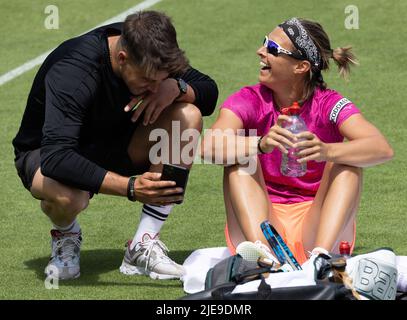 Die Belgierin Kirsten Flipkens, aufgenommen während des Wimbledon Grand Slam Tennisturniers 2022 im All England Tennis Club, im Südwesten Londons, Großbritannien, Sonntag, 26. Juni 2022. BELGA FOTO BENOIT DOPPAGNE Stockfoto