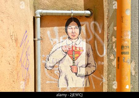 Venedig, Italien. 17. Juni 2022. Graffiti an einer Hauswand in Venedig Stockfoto
