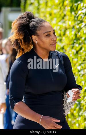 London, Großbritannien, 26.. Juni 2022: Serena Williams aus den USA vor den Wimbledon Tennis Championships 2022 im All England Lawn Tennis and Croquet Club in London. Kredit: Frank Molter/Alamy Live Nachrichten Stockfoto