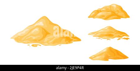 Sandhaufen, Haufen, sandige Düne isoliert auf weißem Hintergrund. Dekoratives Design-Element des Herstellungsmaterials. Cartoon-Vektorgrafik Stock Vektor