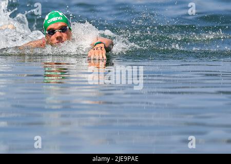 Budapest, Ungarn. 26.. Juni 2022. Team Ungarn RASOVSZKY Kristof HUN4x1500m Mixed Relay Final Open Water Swimming FINA 19. World Championships Budapest 2022 Budapest, Lupa Lake 26/06/22 Foto Andrea Masini/Deepbluemedia/Insidefoto Kredit: Insidefoto srl/Alamy Live News Stockfoto