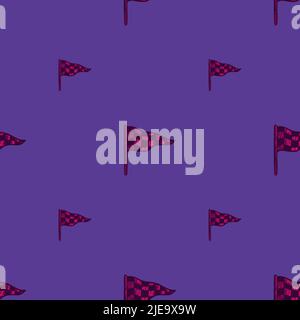 Rennflagge skizziert nahtloses Muster. Vintage-Sportelemente für handgezeichneten Fahrstil. Gravierte Textur für Stoff, Tapete, Textil, Print, Titel, Stock Vektor