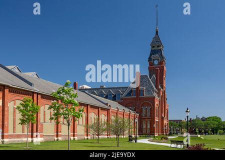 Chicago, Illinois - das Besucherzentrum des Verwaltungsgebäudes und des National Park Service im Pullman National Monument. Es ist der Standort eines Unternehmens Schlepptau Stockfoto