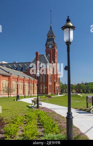 Chicago, Illinois - das Besucherzentrum des Verwaltungsgebäudes und des National Park Service im Pullman National Monument. Es ist der Standort eines Unternehmens Schlepptau Stockfoto