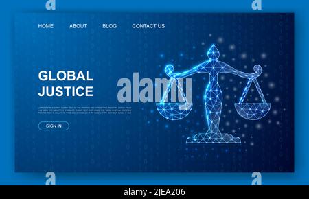 Skaliert die 3D polygonale Websitevorlage. Justice Design Illustration Konzept. Low Poly Law Symbol für Homepage, Förderung Banner-Design. Stock Vektor