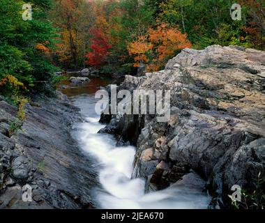 Wasserfälle auf Trout Creek, Autumn, Baxter State Park, Maine, USA, Von Gary A Nelson/Dembinsky Photo Assoc Stockfoto