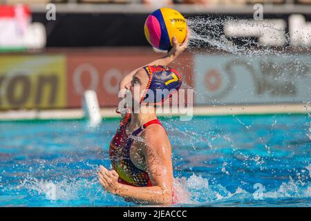 BUDAPEST, UNGARN - 26. JUNI: Anna Novikova aus Kasachstan während der Finalspiele der FINA World Championships Budapest 2022 1/8 in Kasachstan gegen Spanien am 26. Juni 2022 in Budapest, Ungarn (Foto: Albert ten Hove/Orange Picts) Stockfoto