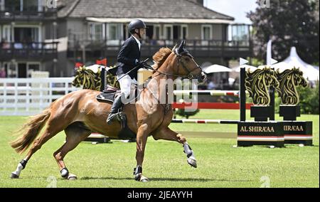 Hassocks, Großbritannien. 26.. Juni 2022. 26. Juni 2022. Das Al Shira'aa Hickstead Derby Meeting. Myles West (GBR) fährt während der Doney Championship mit HAUPTSTADT C. Kredit: Sport In Bildern/Alamy Live Nachrichten Stockfoto