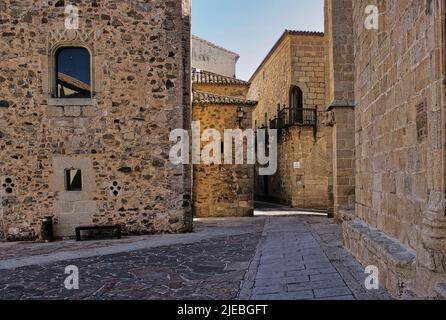 Die Altstadt von Caceres ist das wichtigste Zentrum der zivilen und religiösen Architektur für den spanischen Renaissance-Stil Stockfoto