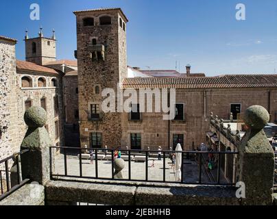 Die Altstadt von Caceres ist das wichtigste Zentrum der zivilen und religiösen Architektur für den spanischen Renaissance-Stil Stockfoto