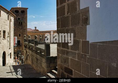 Die Altstadt von Caceres ist das wichtigste Zentrum der zivilen und religiösen Architektur für den spanischen Renaissance-Stil Stockfoto