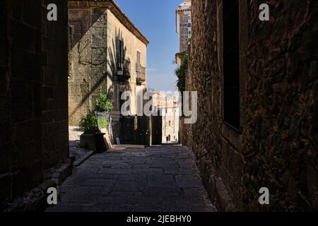 Die Altstadt von Caceres ist das wichtigste Zentrum der zivilen und religiösen Architektur für den spanischen Renaissance-Stil Stockfoto