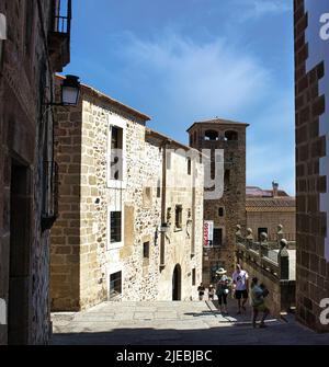 Die Altstadt von Caceres ist das wichtigste Zentrum der zivilen und religiösen Architektur für den spanischen Renaissance-Stil Stockfoto