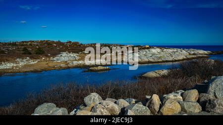 Leuchtturmweg bei peggys Cove Nova scotia Stockfoto