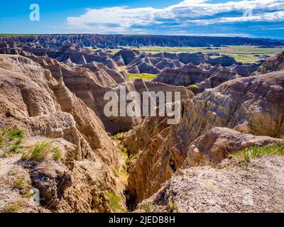 Die Badlands Wall bei den Big Badlands Overlook im Badlands National Park in South Dakoya USA Stockfoto