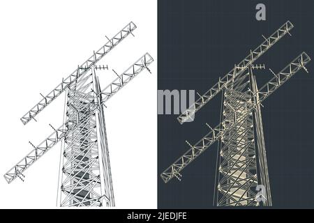 Stilisierte Vektor-Illustrationen von Antennenturm Stock Vektor