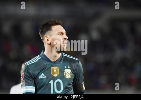 Ciudad de Buenos Aires, Argentinien, 15. Oktober 2021 Lionel Messi beim südamerikanischen Spiel Eliminatoria Qatar 2022 gegen Perú im Estadio Monumental Stockfoto