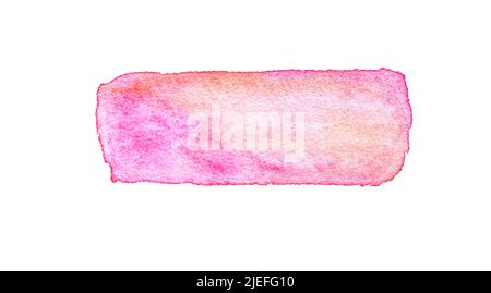 Aquarell-Textur Hintergrund. Rosa und orange Wolke. Handzeichnung Kunst. Vintage Hintergrund Banner. Gemahlenes Aquarellpapier. Abstraktes, rotes, nasses Bild. Rechteckige Vorlage für Impression Fleck Stockfoto