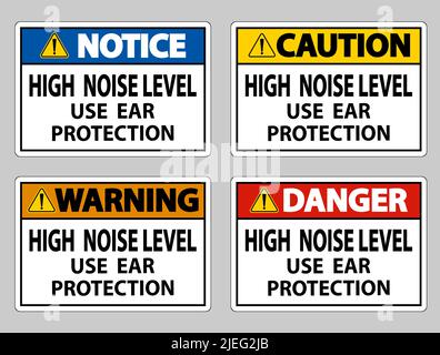 Hoher Geräuschpegel Verwenden Sie Gehörschutz auf weißem Hintergrund Stock Vektor