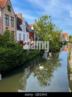 Brügge, eine wunderschöne mittelalterliche Stadt in Flandern, Belgien, bekannt für die Kanäle und die erstaunliche Architektur. Stockfoto