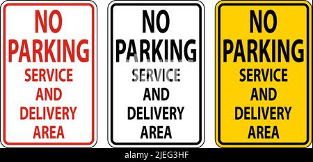 Kein Schild für Parkdienst und Anlieferungsbereich auf weißem Hintergrund Stock Vektor