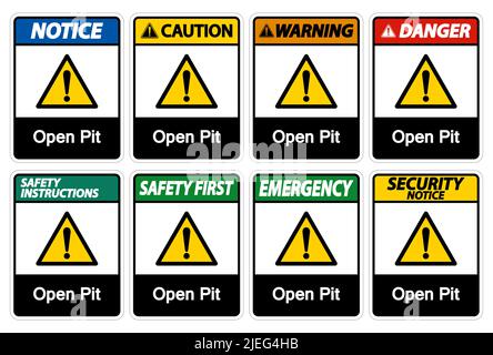 Pit Sign Isolate auf weißem Hintergrund öffnen, Vektorgrafik EPS.10 Stock Vektor