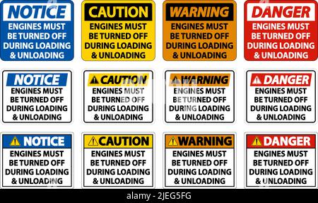 Motoren Müssen Auf Weißem Hintergrund Ausgeschaltet Sein Stock Vektor