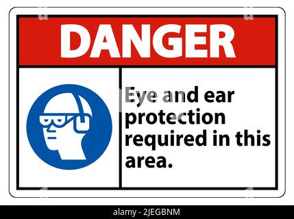 Warnschild Augen- Und Gehörschutz In Diesem Bereich Erforderlich Stock Vektor