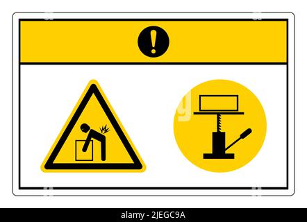 Vorsicht Gefahr Beim Aufheben Verwenden Sie Das Symbol Für Den Mechanischen Auftrieb Auf Weißem Hintergrund Stock Vektor