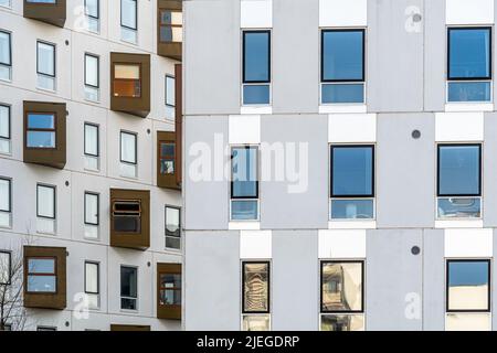 Moderne Gebäude im neuen Handelshafen von Odense. Odense, Fyn, Dänemark, Europa Stockfoto