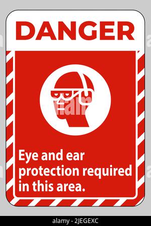 Warnschild Augen- Und Gehörschutz In Diesem Bereich Erforderlich Stock Vektor