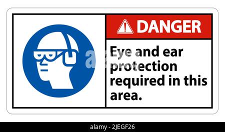 Warnschild Augen- Und Gehörschutz In Diesem Bereich Erforderlich Stock Vektor