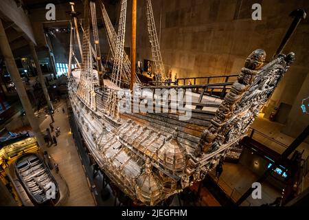 Vasa - altes schwedisches Kriegsschiff in Stockholm Stockfoto