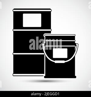 Chemical Drums Black Icon White Background Stock Vektor