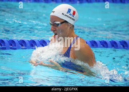 Adele Blanchetiere aus Frankreich, Final 4X100 Medley Women während der FINA World Championships Budapest 19. 2022, Schwimmveranstaltung am 25 2022. Juni in Budapest, Ungarn - Foto Laurent Lairys / DPPI Stockfoto