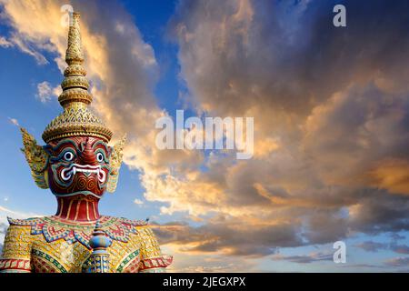 Yak, Yaksa, Teppanom, Tempelwächter in Thailand, Stockfoto