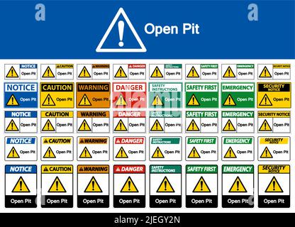 Pit Sign Isolate auf weißem Hintergrund öffnen, Vektorgrafik EPS.10 Stock Vektor