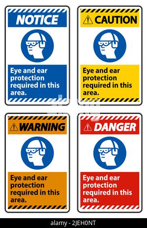 Warnschild Augen- Und Gehörschutz In Diesem Bereich Erforderlich Stock Vektor