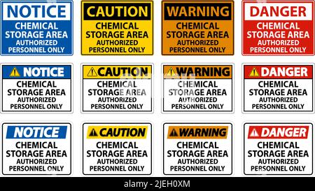 Symbolschild Für Chemikalienlager, Nur Autorisiertes Personal Stock Vektor