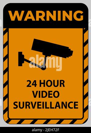 Warnschild CCTV 24 Stunden Videoüberwachung Stock Vektor