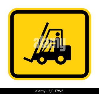 Vorsicht Gabelstapler Symbol Schild Isolieren Auf Weißem Hintergrund, Vektor-Illustration Stock Vektor
