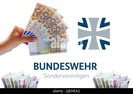 Sondervermögen der Bundeswehr von 100 Milliarden Euro wurde im Mai 2022 beschlossen. Modernisierung der Bundeswehr, bedingt durch den Krieg in der Ukr Stockfoto