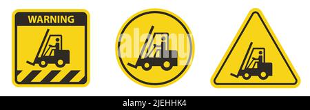 Vorsicht Gabelstapler Symbol Schild Isolieren Auf Weißem Hintergrund, Vektor-Illustration Stock Vektor