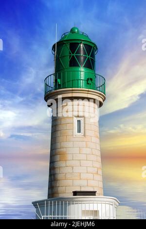 Frankreich, Bretagne, Pays de la Loire, Loire Atlantique, Halbinsel Guerande, Le Croisic, Leuchtturm, PHARE de la Jetee de Trehic; Stockfoto