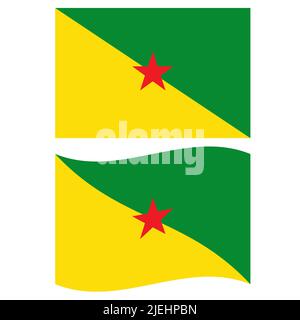 Flagge von Französisch-Guayana. Flagge von Französisch-Guyana winkt. Flacher Stil. Stockfoto