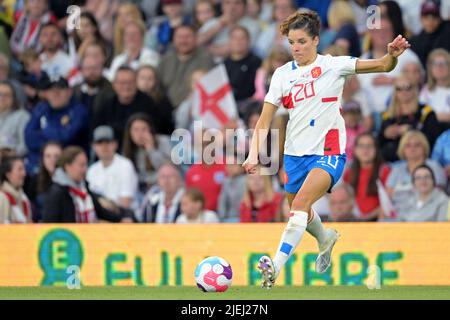 LEEDS - Dominique Janssen aus Holland Frauen. Während der Frauen-internationalen Freundschaften zwischen England und den Niederlanden im Elland Road Stadium am 24. Juni 2022 in Leeds, Großbritannien. ANP GERRIT VAN COLOGNE Stockfoto