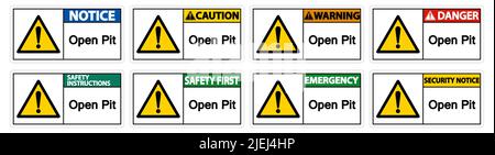 Pit Sign Isolate auf weißem Hintergrund öffnen, Vektorgrafik EPS.10 Stock Vektor