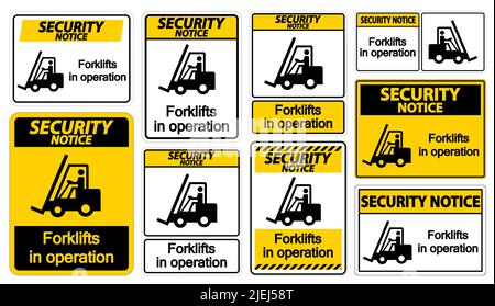 Sicherheitshinweis Gabelstapler in Betrieb Symbol Schild isolieren auf transparentem Hintergrund, Vektor-Illustration Stock Vektor