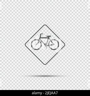 Fahrrad Verkehrswarnschild auf transparentem Hintergrund, Vektor-Illustration Stock Vektor