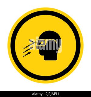 Fliegende Trümmer tragen Schutzbrille Symbol Schild Isolate auf weißem Hintergrund, Vektor-Illustration Stock Vektor